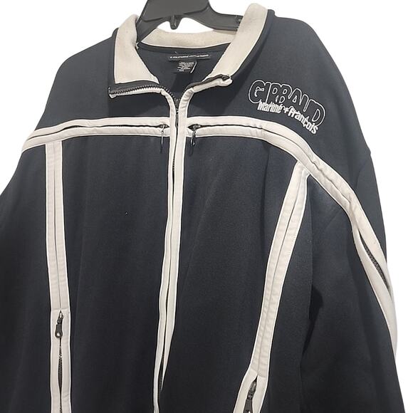 GIRBAUD Mens Full Zip Track Jacket Zipper Sleeve - Black White -2XL - Picture 3 of 13